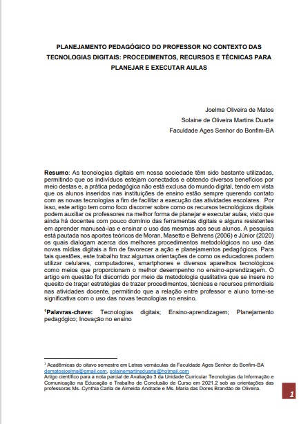 Planejamento pedagógico do professor no contexto das tecnologias digitais: procedimentos, recursos e técnicas para planejar e executar aulas