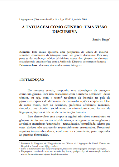 A tatuagem como gênero: uma visão discursiva