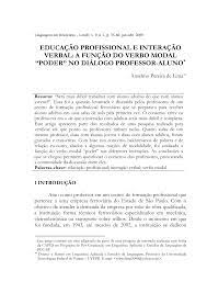 Educação profissional e interação verbal: a função do verbo modal &quot;poder&quot; no diálogo professor-aluno