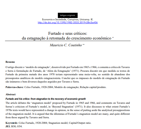 Furtado e seus críticos: da estagnação à retomada do crescimento econômico
