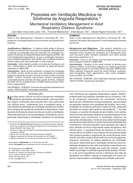 Propostas em ventilação mecânica na síndrome da angústia respiratória