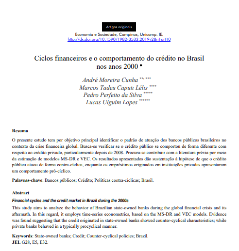 Ciclos financeiros e o comportamento do crédito no Brasil nos anos 2000