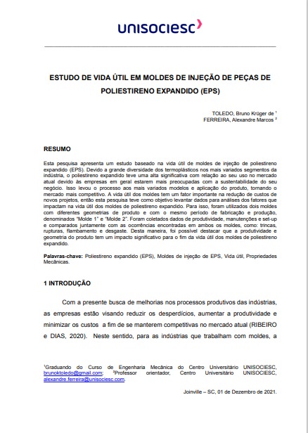 Estudo de vida útil em moldes de injeção de peças de poliestireno expandido (EPS)