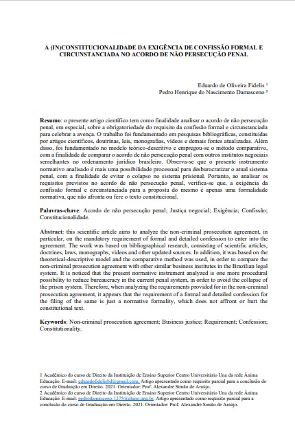 A (in)constitucionalidade da exigência de confissão formal e circunstanciada no acordo de não persecução penal