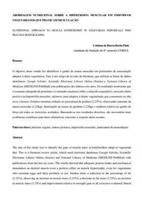 Abordagem nutricional sobre a hipertrofia muscular em indivíduos vegetarianos que praticam musculação