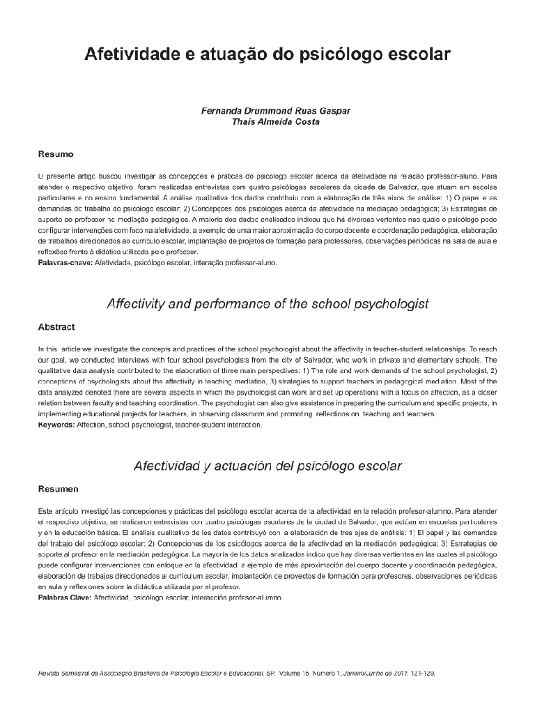 Afetividade e atuação do psicólogo escolar