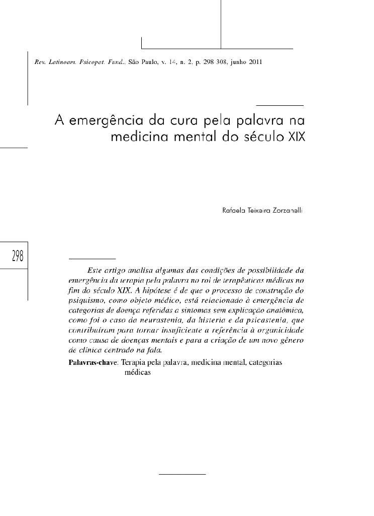 A emergência da cura pela palavra na medicina mental do século XIX