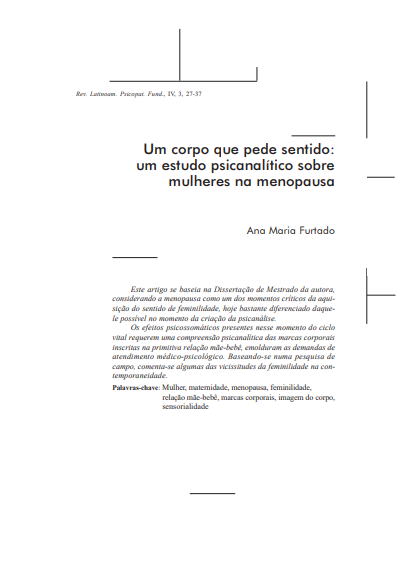 Um corpo que pede sentido: um estudo psicanalítico sobre mulheres na menopausa