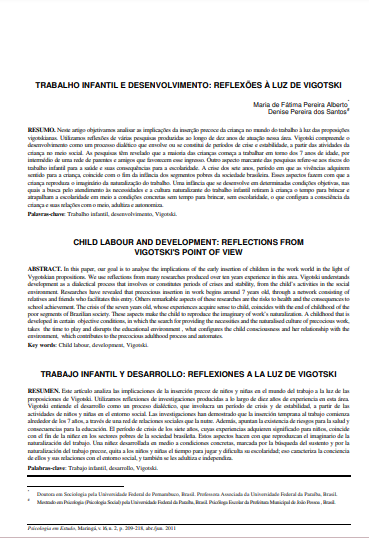 Trabalho infantil e desenvolvimento: reflexões à luz de Vigotski