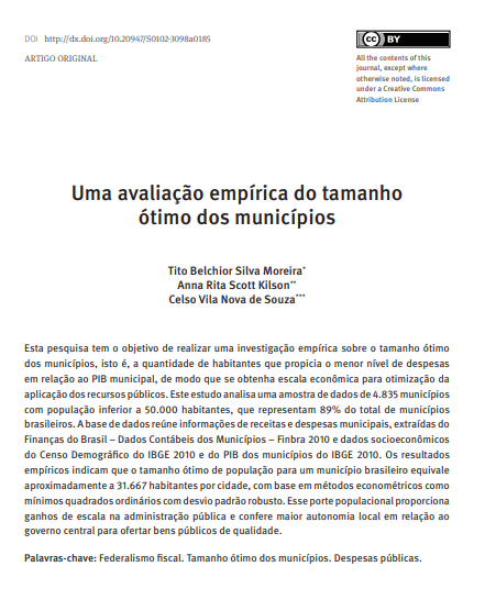 Uma avaliação empírica do tamanho ótimo dos municípios
