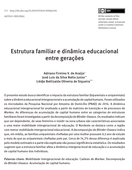 Estrutura familiar e dinâmica educacional entre gerações
