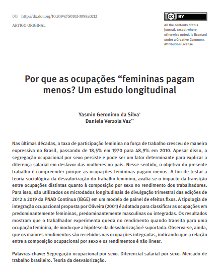 Por que as ocupações “femininas pagam menos? Um estudo longitudinal
