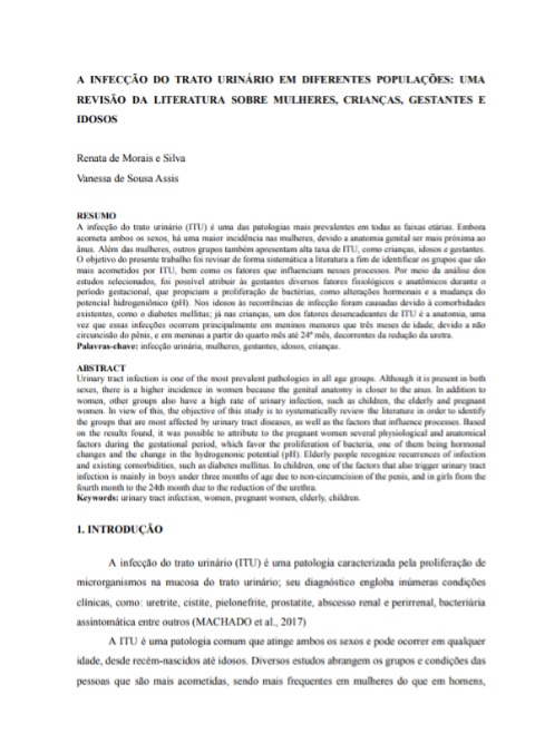 A Infecção do Trato Urinário em Diferentes Populações: Uma revisão da Literatura Sobre Mulheres, Crianças e Idoso