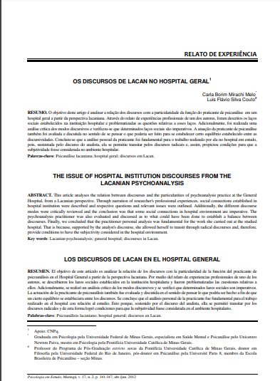 Os discursos de Lacan no hospital geral