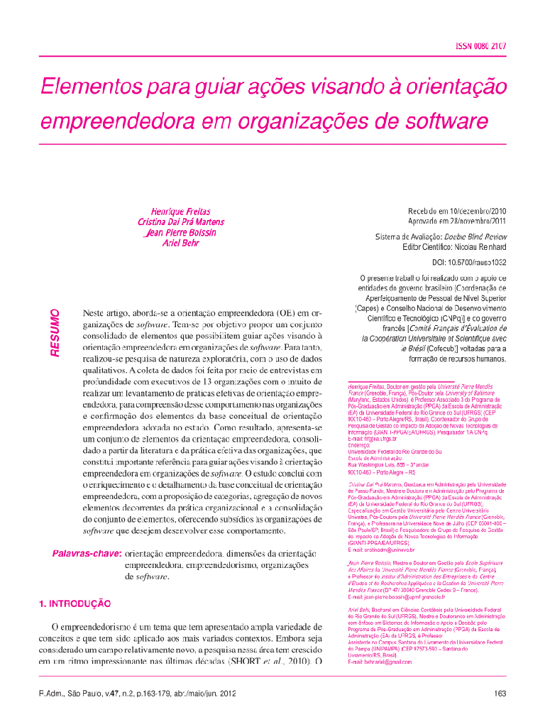 Elementos para guiar ações visando à orientação empreendedora em organizações de software