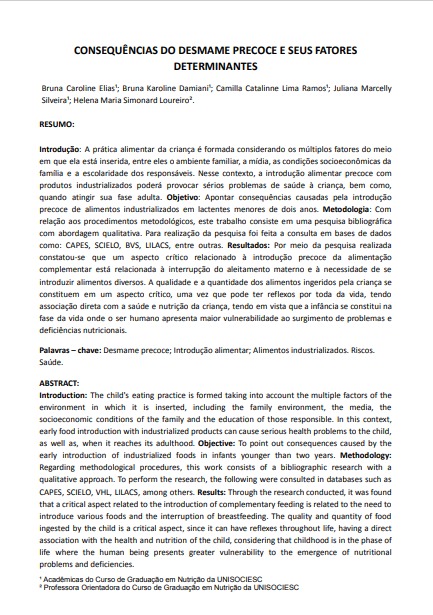 Consequências do desmame precoce e seus fatores determinantes