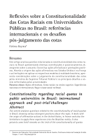 Reflexões sobre a constitucionalidade das cotas raciais em Universidades Públicas no Brasil: referências internacionais e os desafios pós-julgamento das cotas