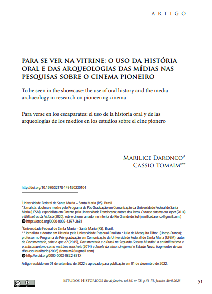 Para se ver na vitrine: o uso da história oral e das arqueologias das mídias nas pesquisas sobre o cinema pioneiro