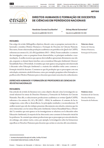 DIREITOS HUMANOS Y FORMAÇÃO DE DOCENTES DE CIÊNCIAS EM PERIÓDICOS NACIONAIS