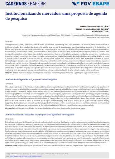 Institucionalizando mercados: uma propuesta de agenda de pesquisa