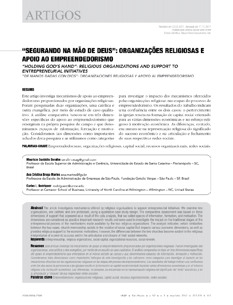 &quot;Segurando na mão de Deus&quot;: organizações religiosas e apoio ao empreendedorismo