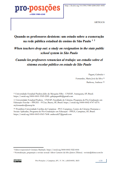 Quando os professores desistem: um estudo sobre a exoneração na rede public estadual de ensino de São Paulo