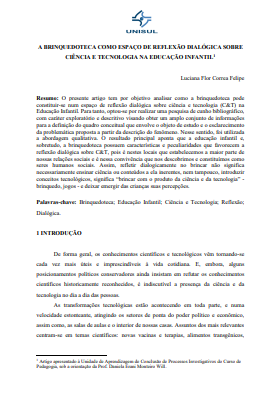 A brinquedoteca como espaço de reflexão dialógica sobre ciência e tecnologia na educação infantil