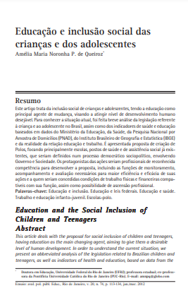 Educação e inclusão social das crianças e dos adolescentes