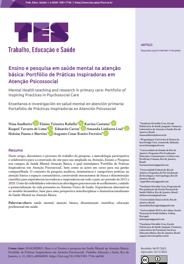 Ensino e pesquisa em saúde mental na atenção básica: Portfólio de Práticas Inspiradoras em Atenção Psicosocial