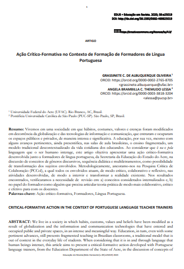 Ação Crítico-Formativa no Contexto de Formação de Formadores de Língua Portuguesa