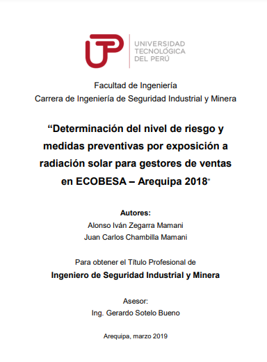 Determinación del nivel de riesgo y medidas preventivas por exposición a radiación solar para gestores de ventas en ECOBESA 2018