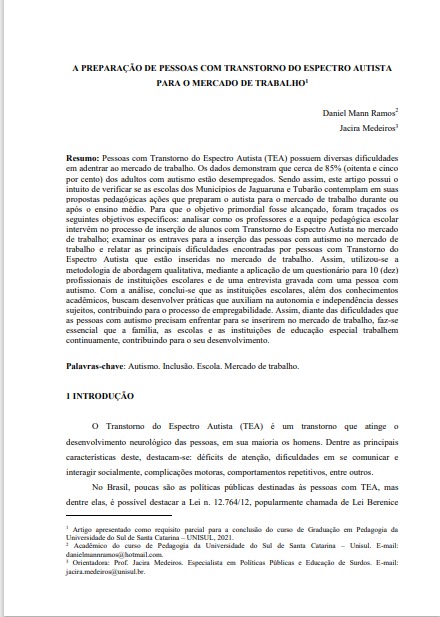 A preparação de pessoas com Transtorno do Espectro Autista para o mercado de trabalho