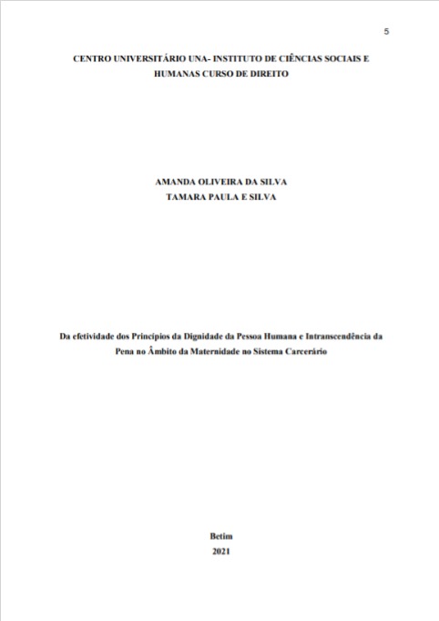 Da efetividade dos princípios da dignidade da pessoa humana e intranscendência da pena no âmbito da maternidade no sistema carcerário