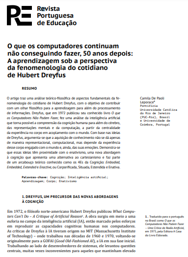 O que os computadores continuam não conseguindo fazer, 50 anos depois: A aprendizagem sob a perspectiva da fenomenologia do cotidiano de Hubert Dreyfus