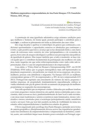Mulheres empresárias e empreendedoras, de Ana Paula Marques. V.N. Famalicão: Húmus, 2021, 281 pp.