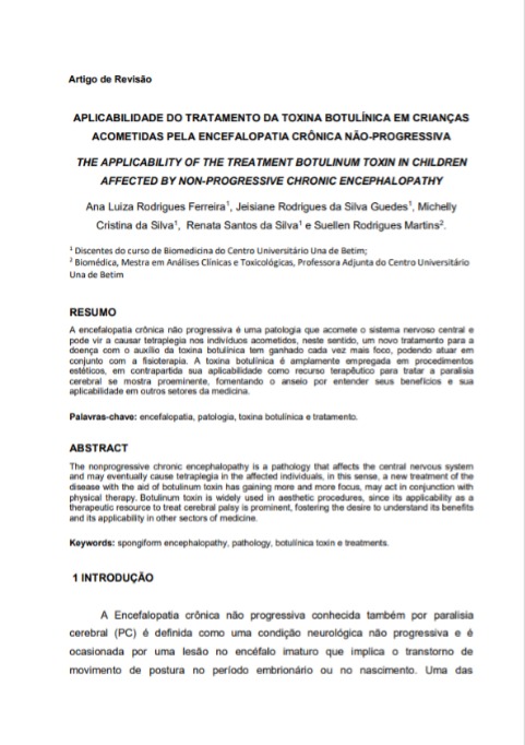 Aplicabilidade do tratamento da toxina botulínica em crianças acometidas pela encefalopatia crônica não-progressiva