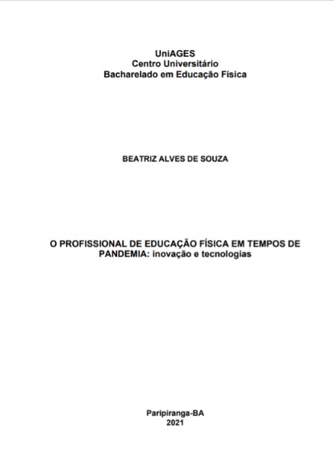 O profissional de educação física em tempos de pandemia: inovação e tecnologias