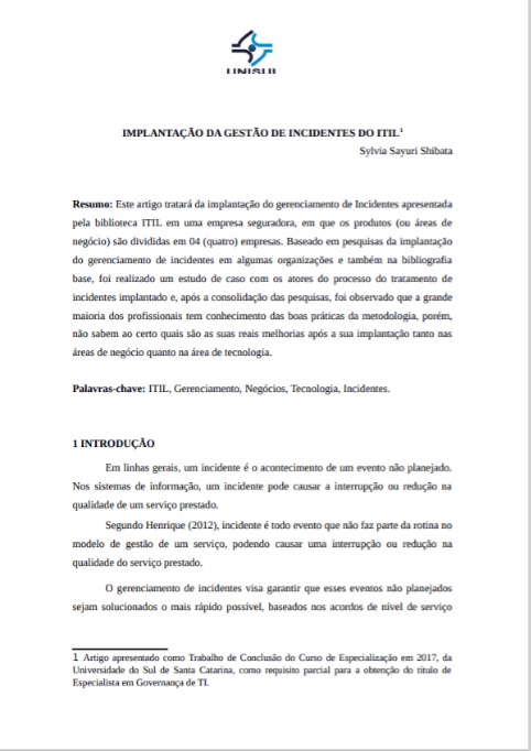 Implantação da gestão de incidentes do ITIL