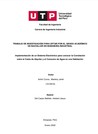 Implementación de un sistema electrónico para conocer la correlación entre el Costo de alquiler y el consumo de agua