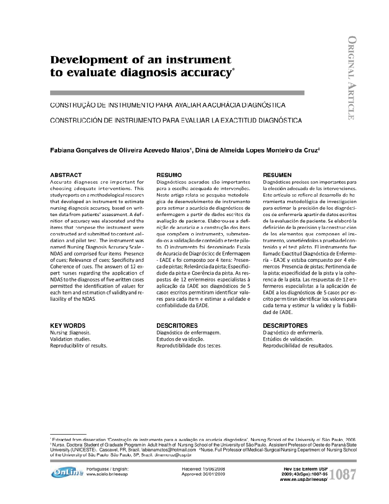 Desenvolvimento e avaliação de um software que verifica a acurácia diagnóstica