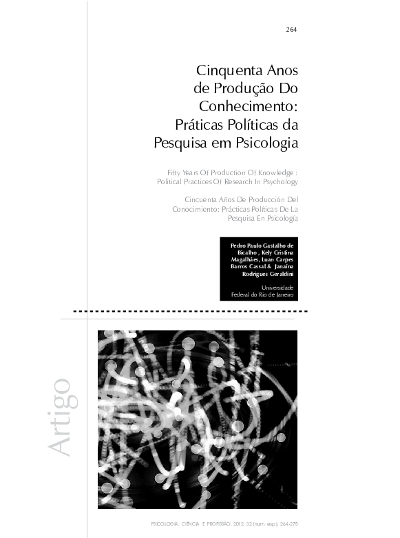 Cinquenta anos de produção do conhecimento: práticas políticas da pesquisa em Psicologia