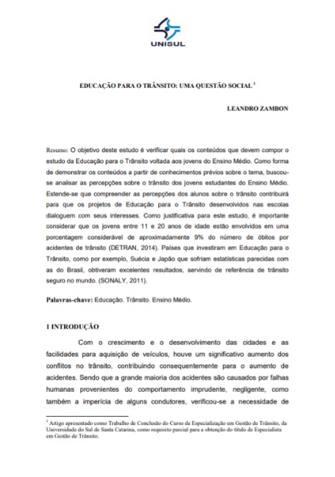 Educação para o trânsito: uma questão social
