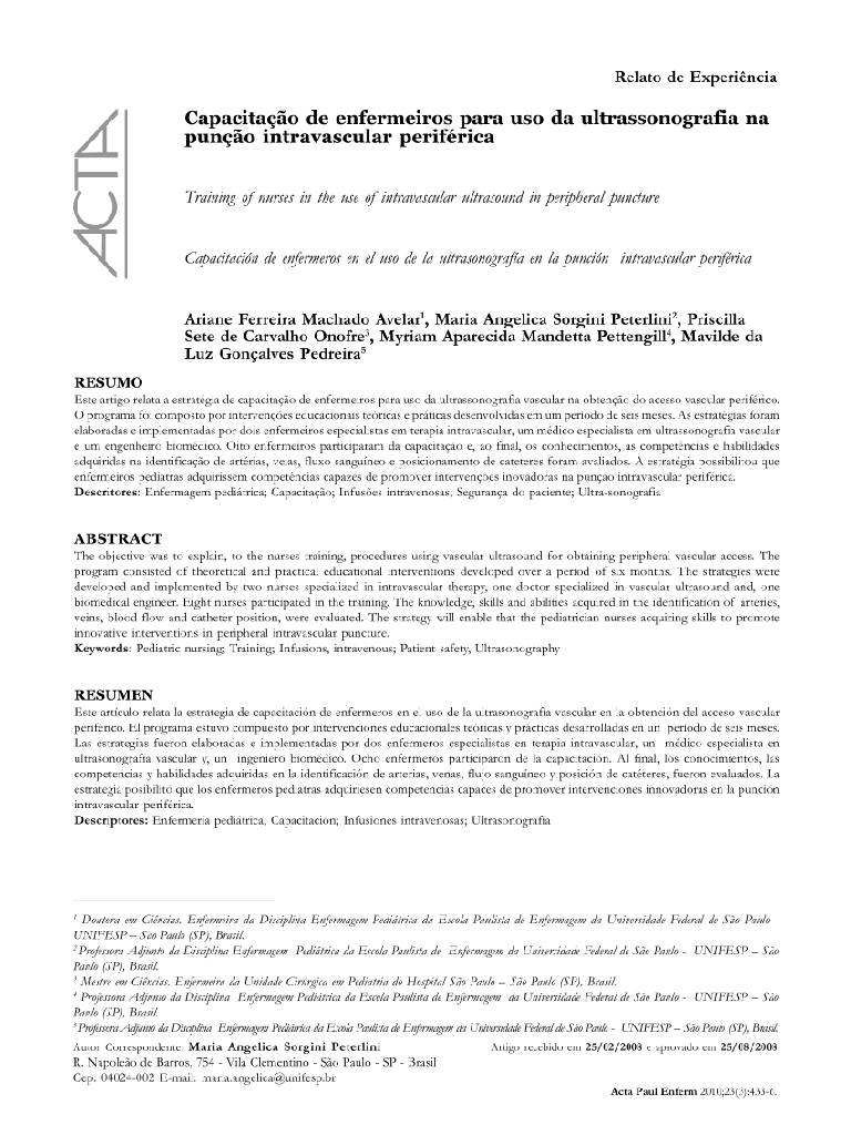 Capacitação de enfermeiros para uso da ultrassonografia na punção intravascular periférica
