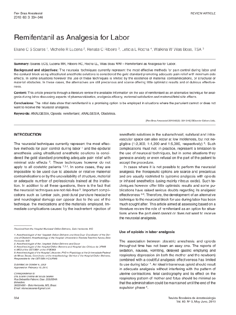 Remifentanil em analgesia para o trabalho de parto