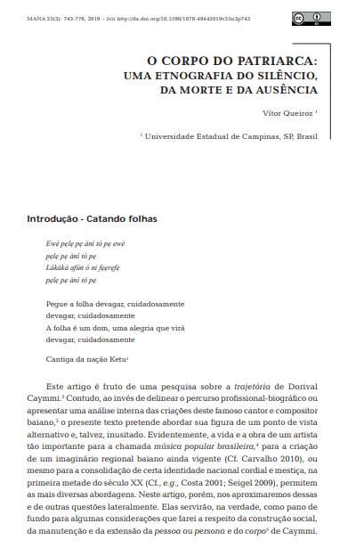 O Corpo do Patriarca: uma etnografia do silêncio, da morte e da ausência