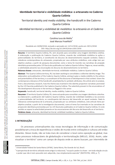 Identidade territorial e visibilidade midiática: o artesanato no Caderno Quarta Colônia