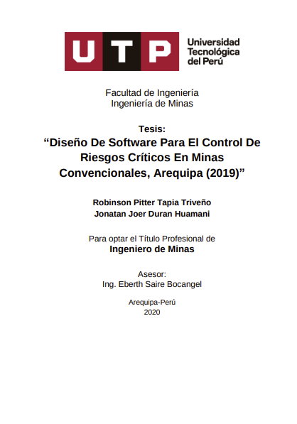 Diseño de software para el control de riesgos críticos en minas convencionales, Arequipa (2019)