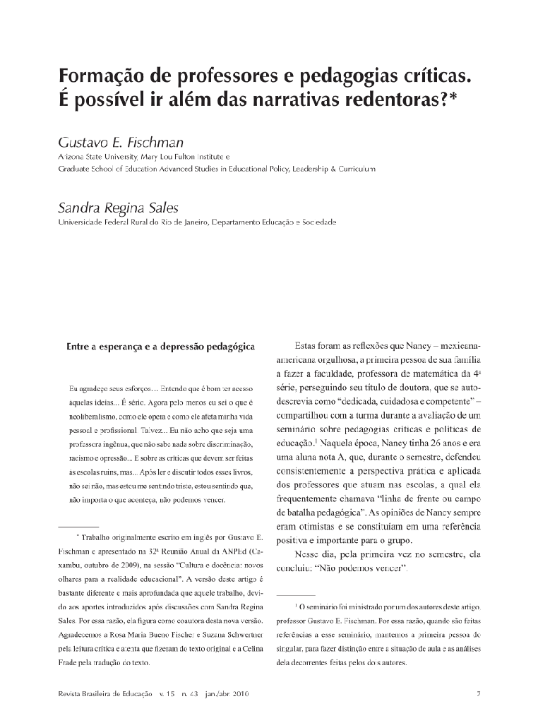 Formação de professores e pedagogias críticas: é possível ir além das narrativas redentoras?