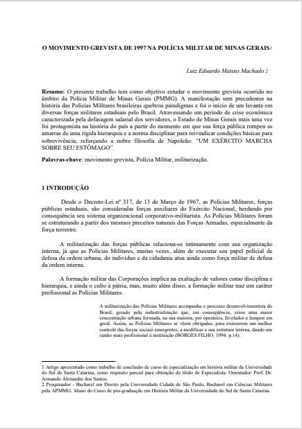 O movimento grevista de 1997 na polícia militar de Minas Gerais