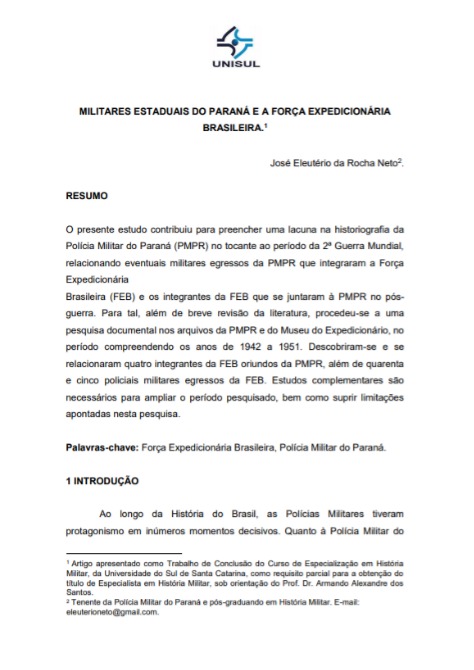 Militares estaduais do Paraná e a Força Expedicionária Brasileira